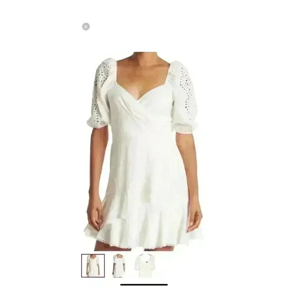 BCBG maxazria White Eyelet Flare Embroidery Sleeves. Dress size 0 - Picture 5 of 7